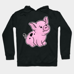 Cute Piglet hand drawn with dirt on the back Hoodie